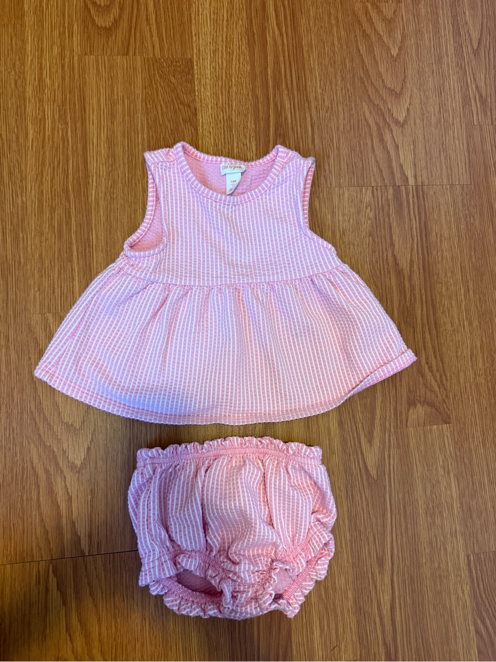 Cat & Jack Pink Seersucker Dress with Matching Bloomers